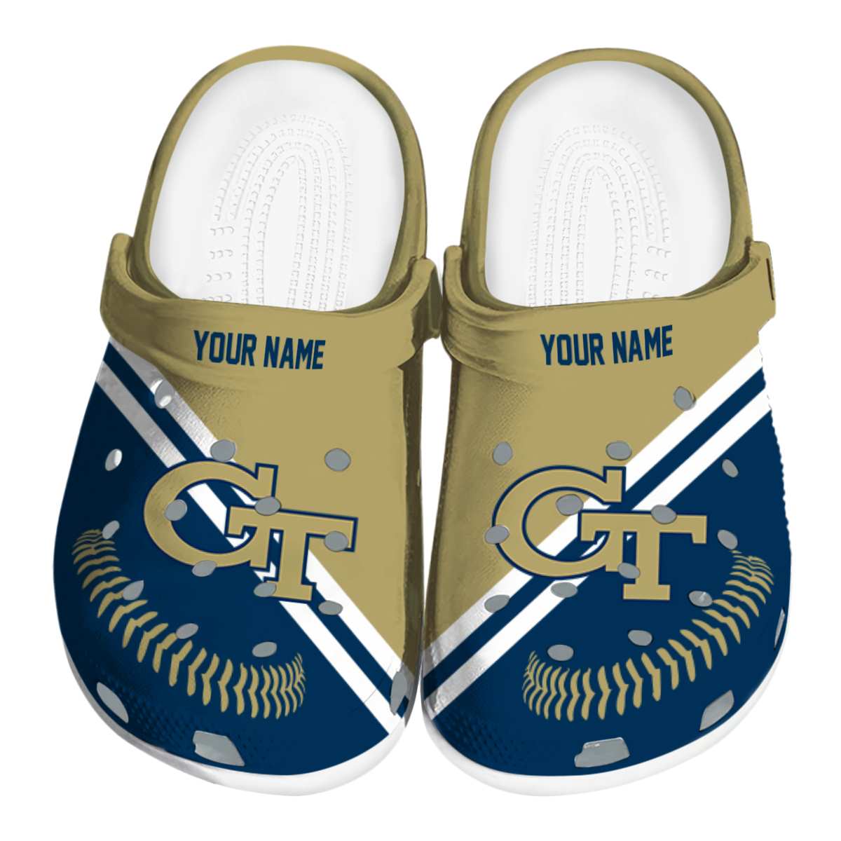 Georgia Tech Yellow Jackets NCAA Sport Crocs Crocband Clogs Shoes Comfortable For Men Women and Kids