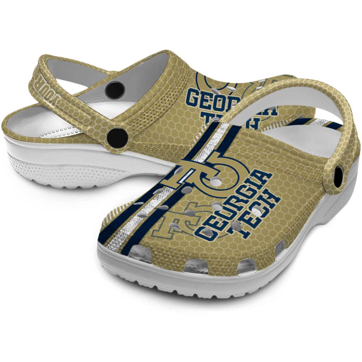 Georgia Tech Yellow Jackets NCAA Sport Crocs Crocband Clogs Shoes Comfortable For Men Women and Kids - Image 3