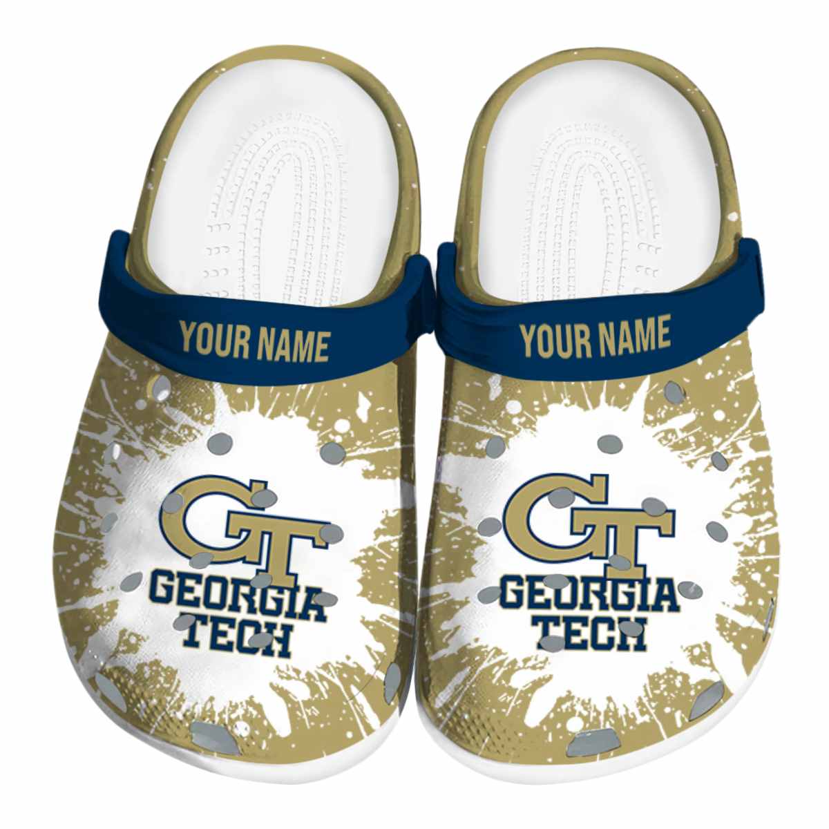 Georgia Tech Yellow Jackets NCAA Sport Crocs Crocband Clogs Shoes Comfortable For Men Women and Kids