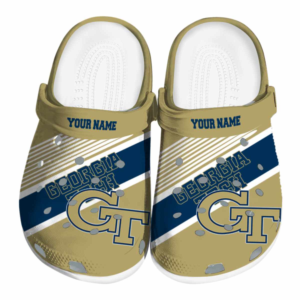 Georgia Tech Yellow Jackets NCAA Sport Crocs Crocband Clogs Shoes Comfortable For Men Women and Kids