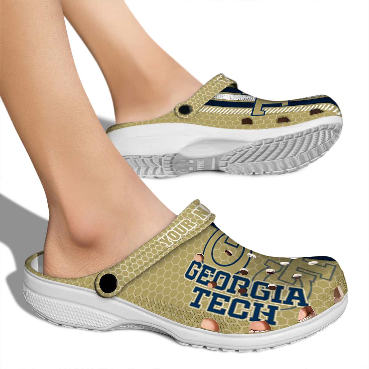 Georgia Tech Yellow Jackets NCAA Sport Crocs Crocband Clogs Shoes Comfortable For Men Women and Kids - Image 2
