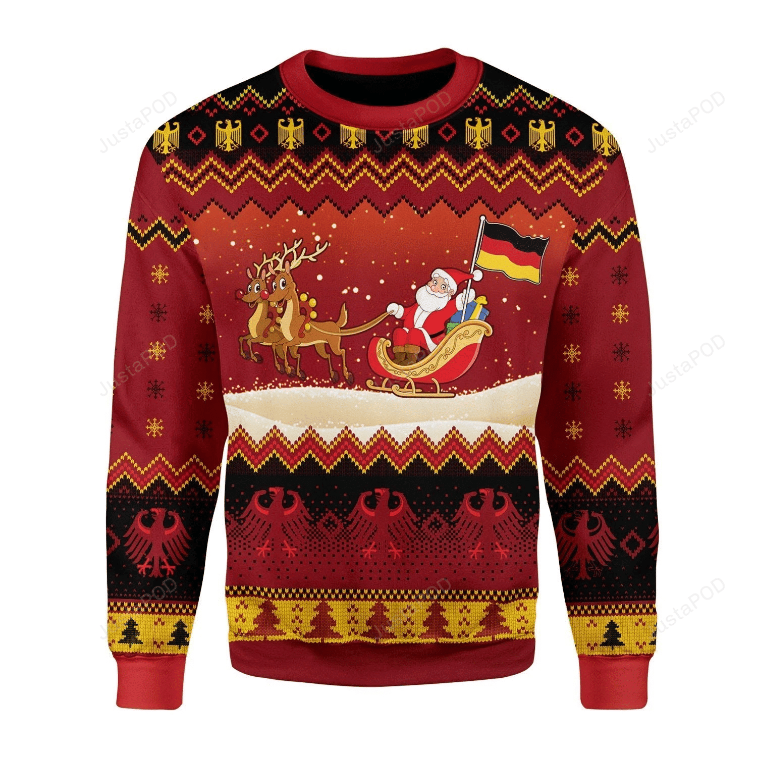 German Flag Through The Snow Ugly Christmas Sweater Adult 3D Funny Matching for family