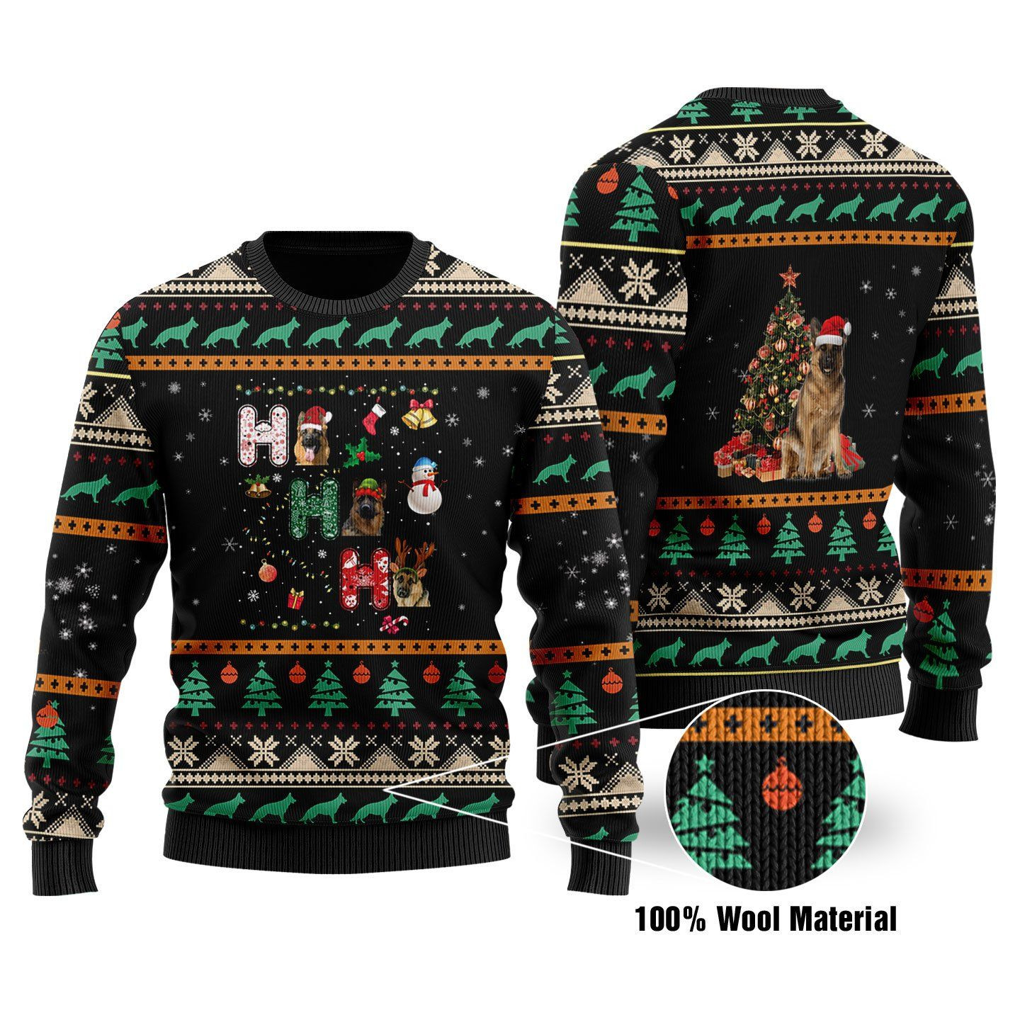 German Shepherd 3D Printed Ugly Christmas Sweater Adult 3D Funny Matching for family