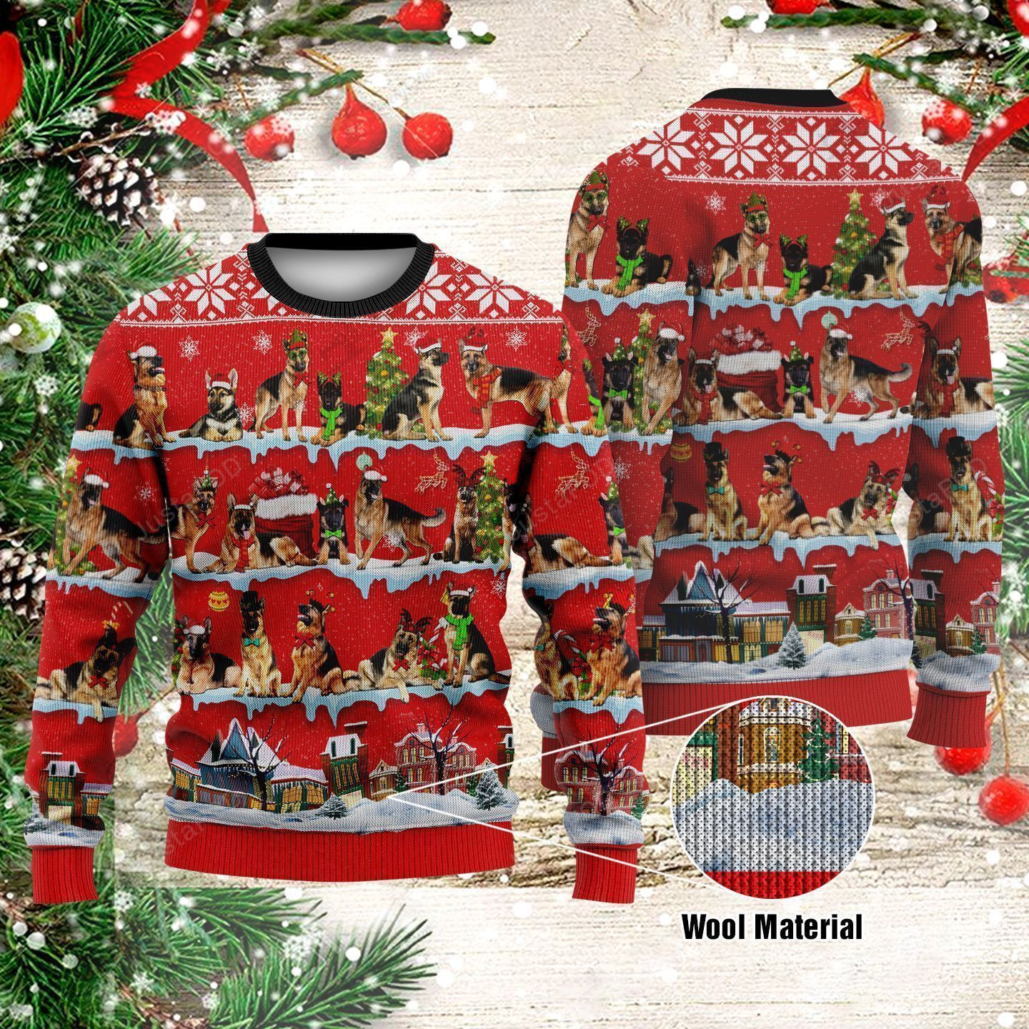 German Shepherd Christmas Ugly Christmas Sweater Adult 3D Funny Matching for family - Image 2