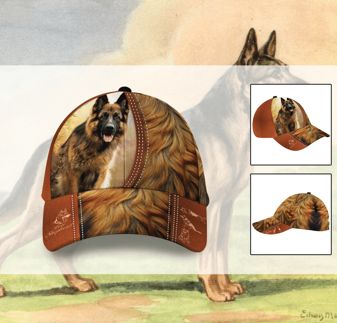 German Shepherd Dog Leather Hat Classic Cap Trucker Hats Custom Hats Gifts For Men & Women