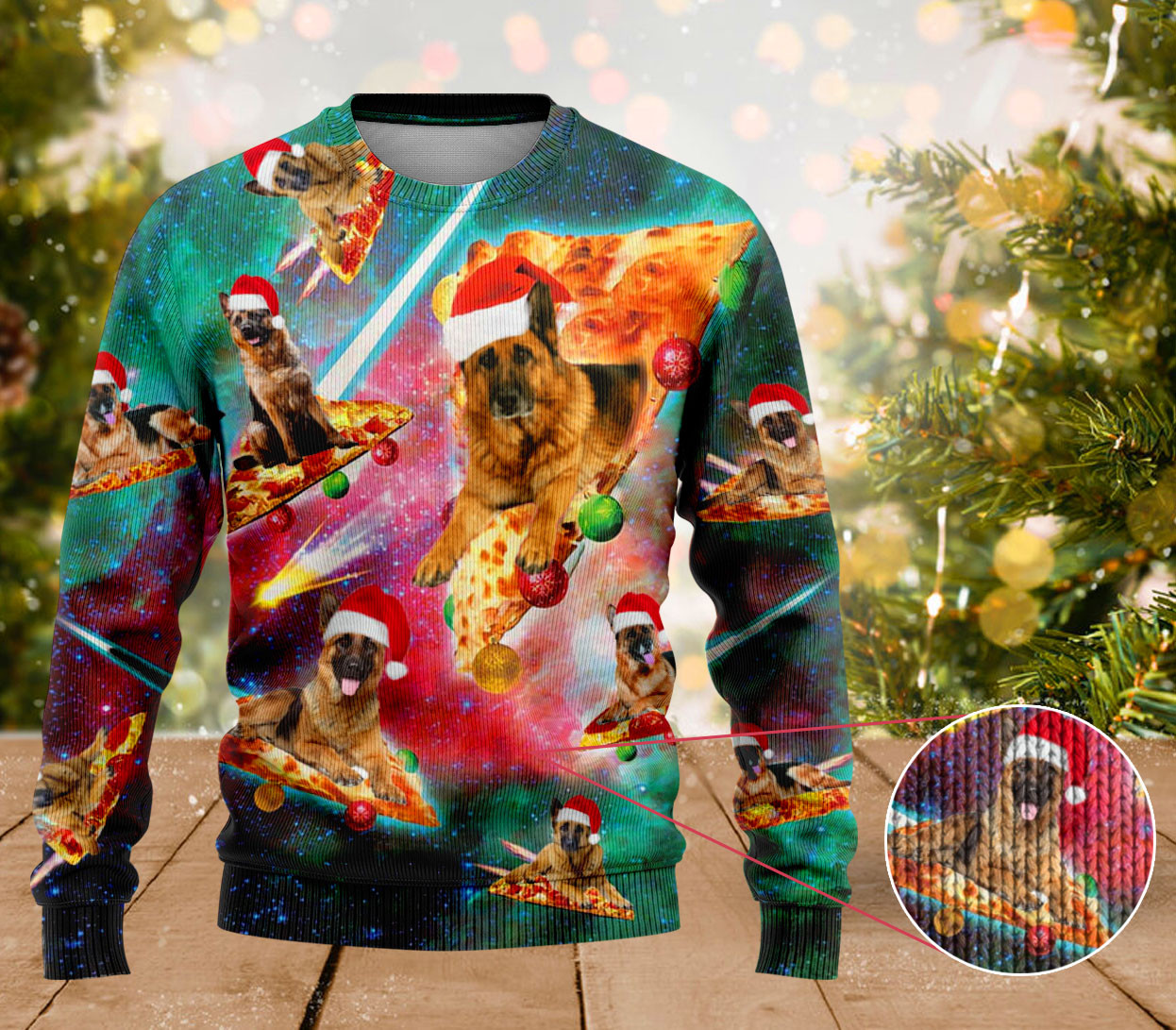 German Shepherd Dog Pizza Ugly Christmas Sweater Dog Owners Cute Christmas Sweaters Gifts