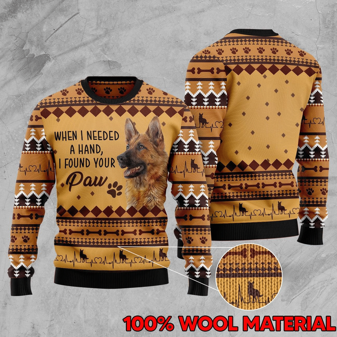 German Shepherd Dog Ugly Christmas Sweater Adult 3D Funny Matching for family