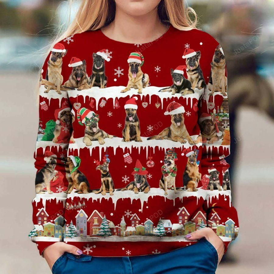 German Shepherd Dog Ugly Christmas Sweater Adult 3D Funny Matching for family
