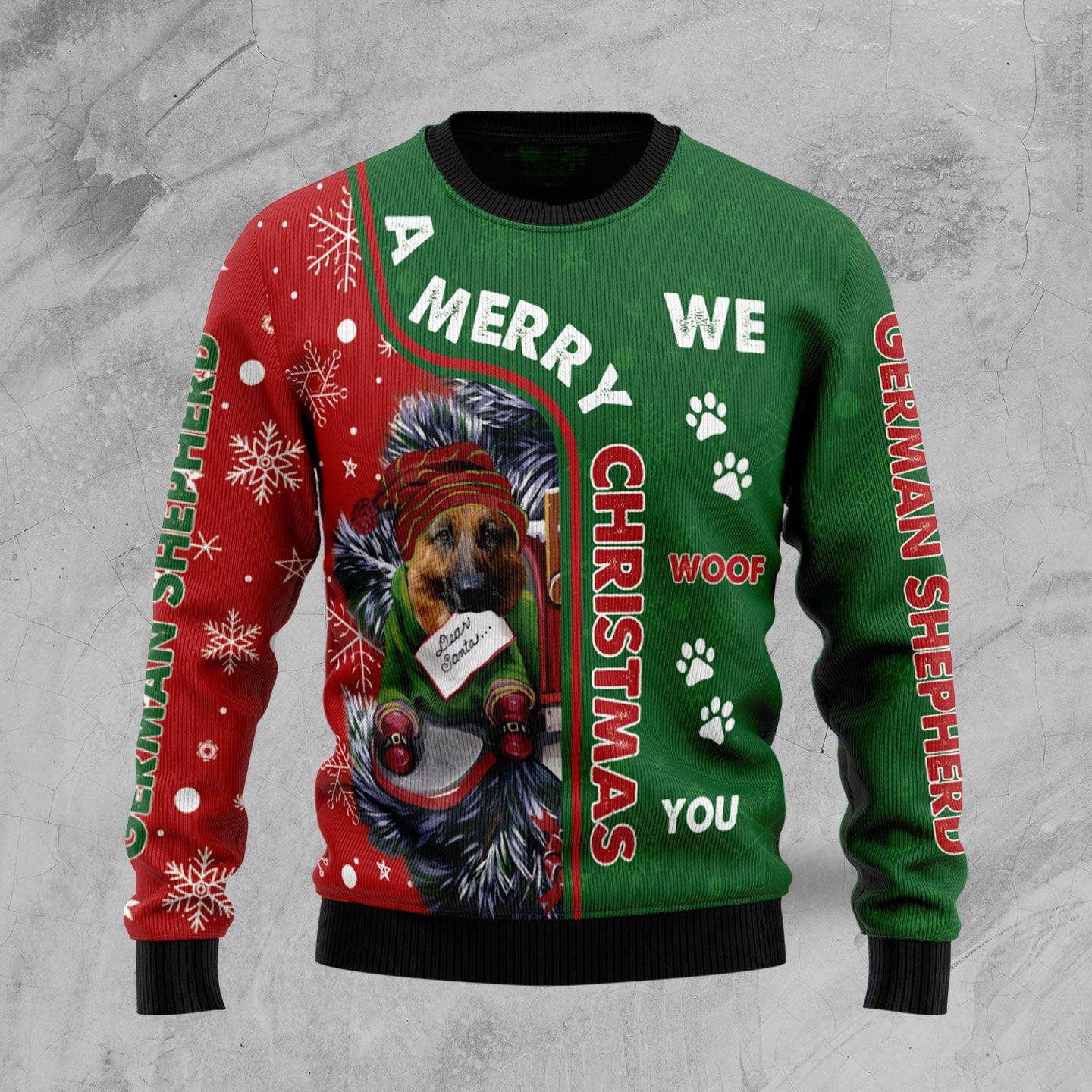 German Shepherd Merry Christmas Ugly Christmas Sweater Adult 3D Funny Matching for family