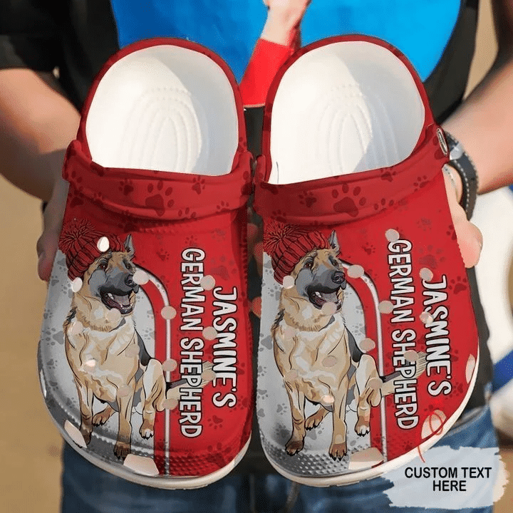 German Shepherd Personalized Gm Red clog Shoes