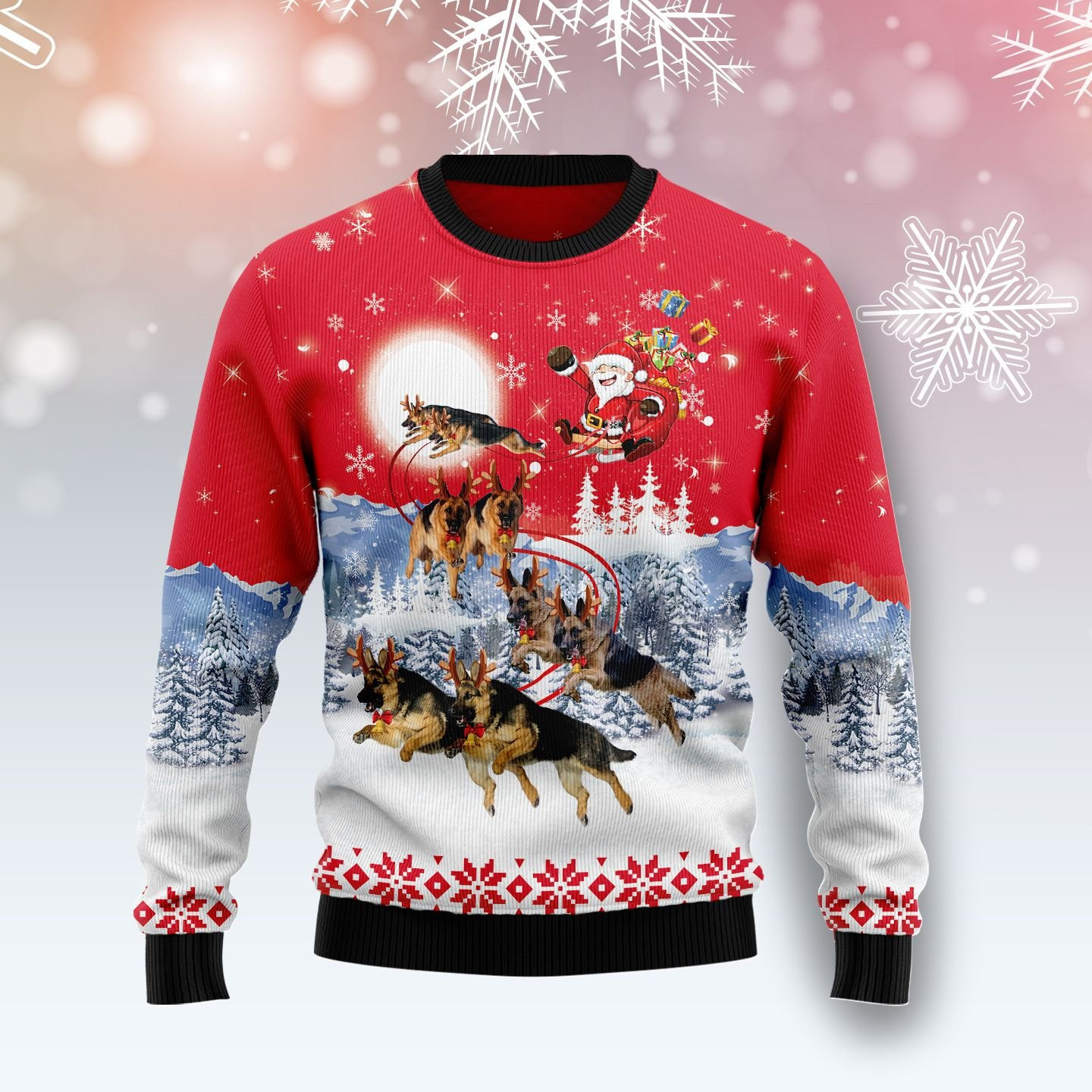 German Shepherd Santa Claus Ugly Christmas Sweater Adult 3D Funny Matching for family