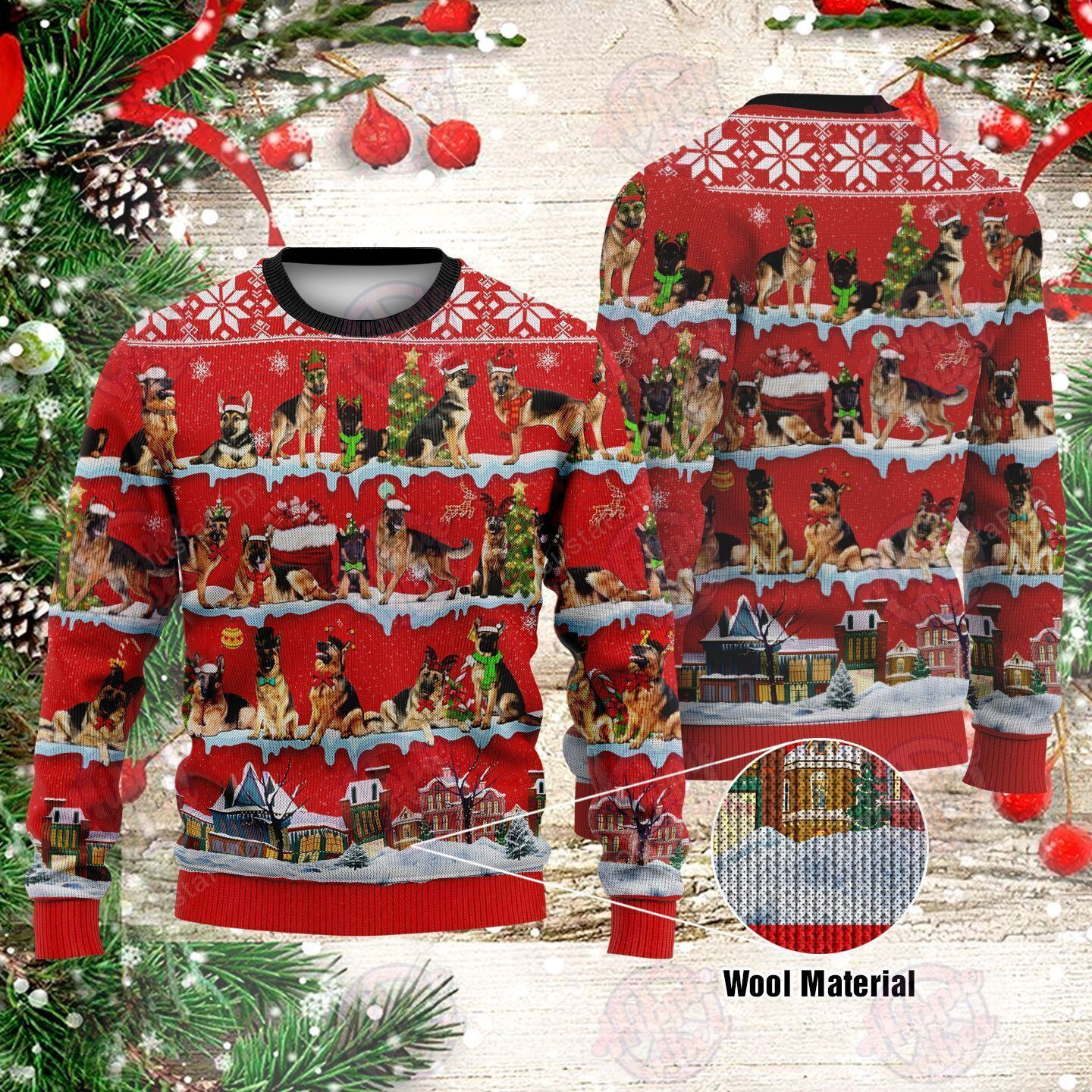 German Shepherd Ugly Christmas Sweater Adult 3D Funny Matching for family