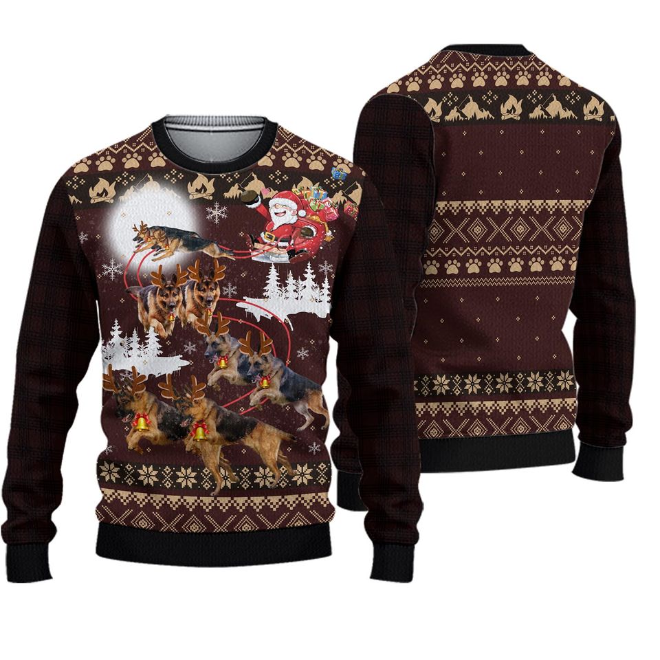 German Shepherd Ugly Knitted Christmas  Sweater