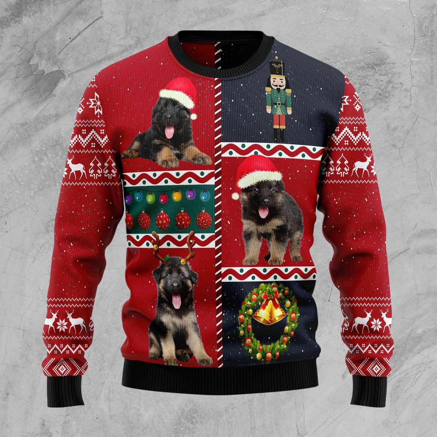German Shepherd Vintage Ugly Christmas Sweater Adult 3D Funny Matching for family