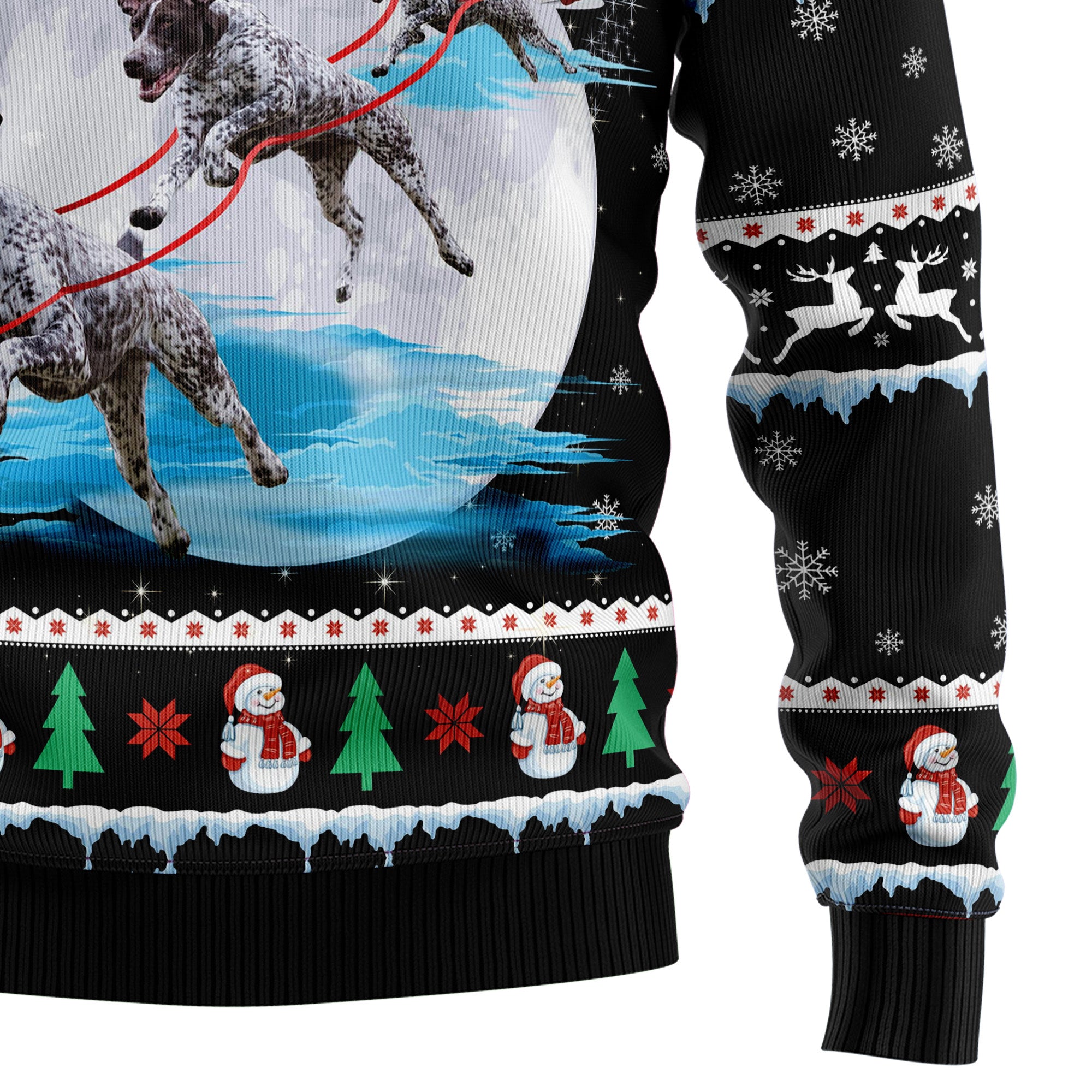 German Shorthaired Pointer Santa On Highway Ugly Sweater - Image 4