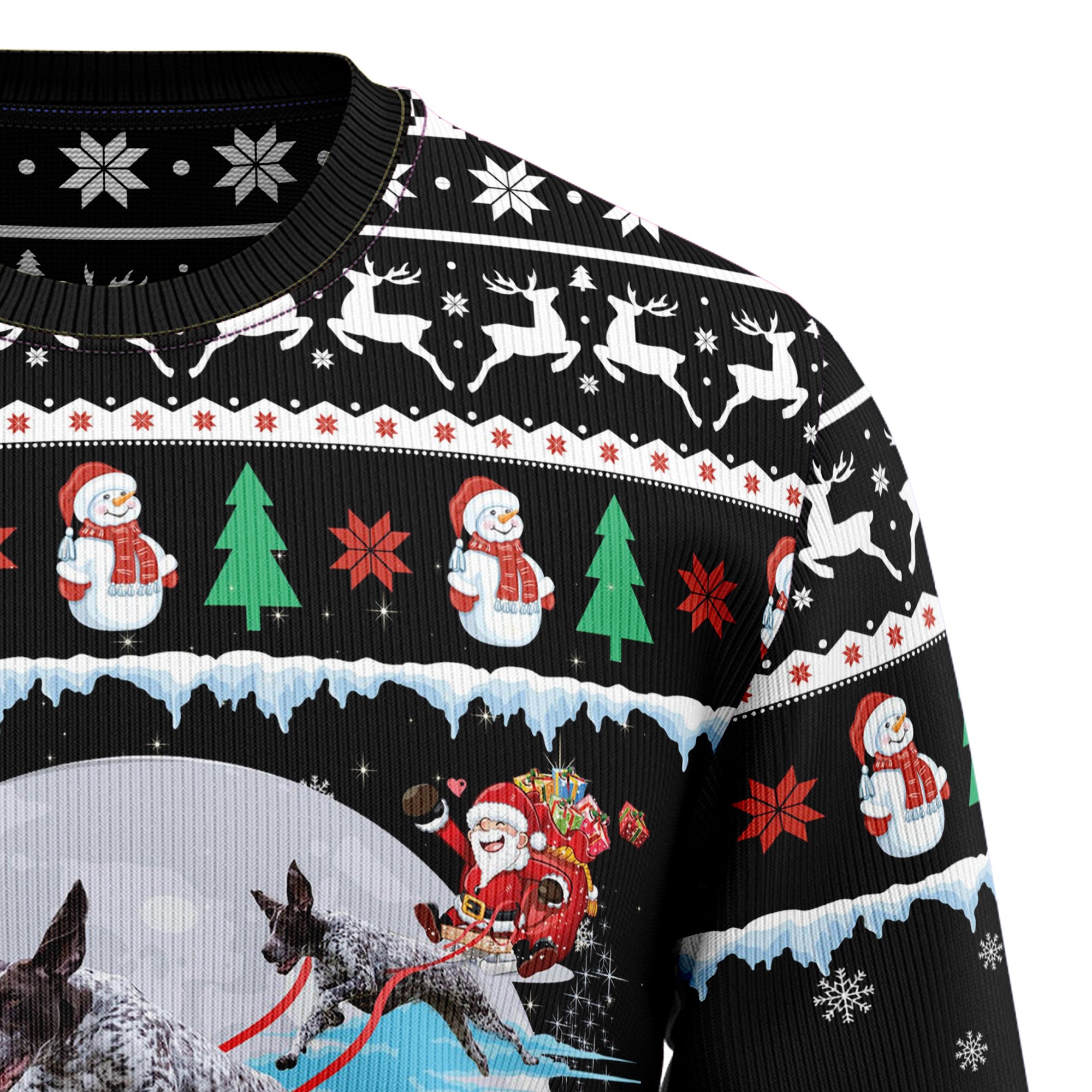 German Shorthaired Pointer Santa On Highway Ugly Sweater - Image 3
