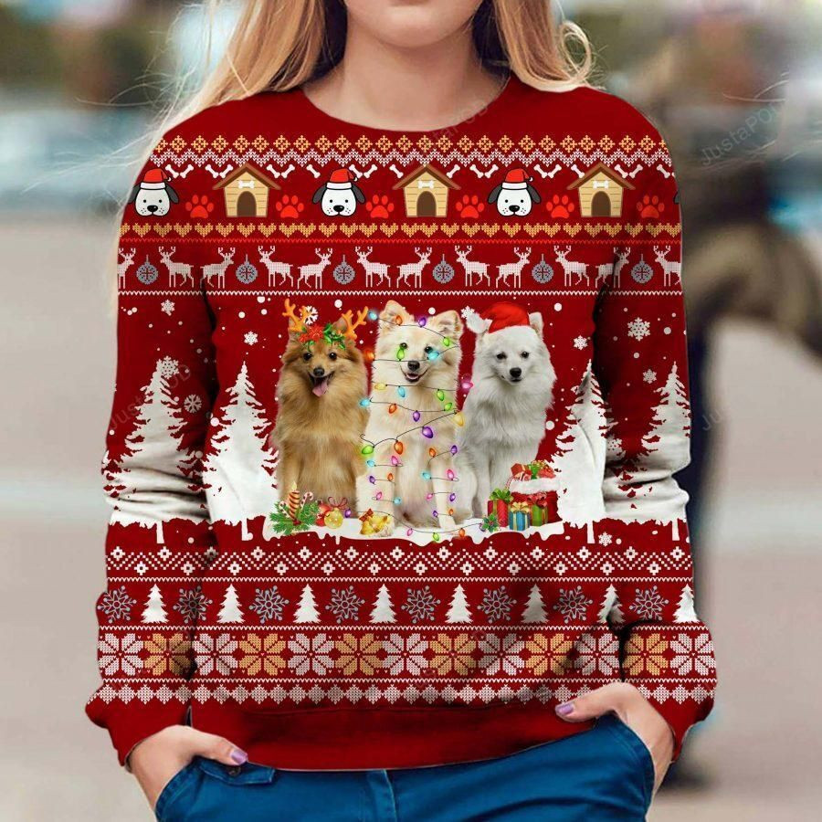 German Spitz Dog Ugly Christmas Sweater Adult 3D Funny Matching for family