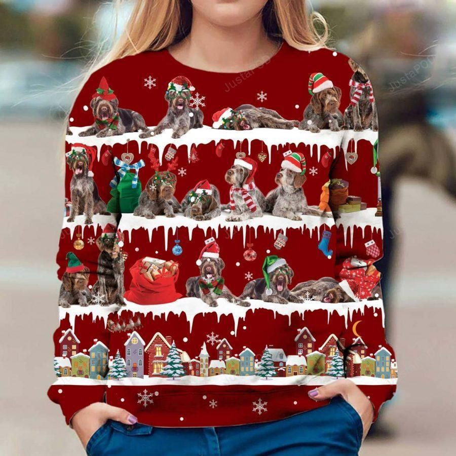 German Wirehaired Pointer Snow Christmas Ugly Christmas Sweater Adult 3D Funny Matching for family