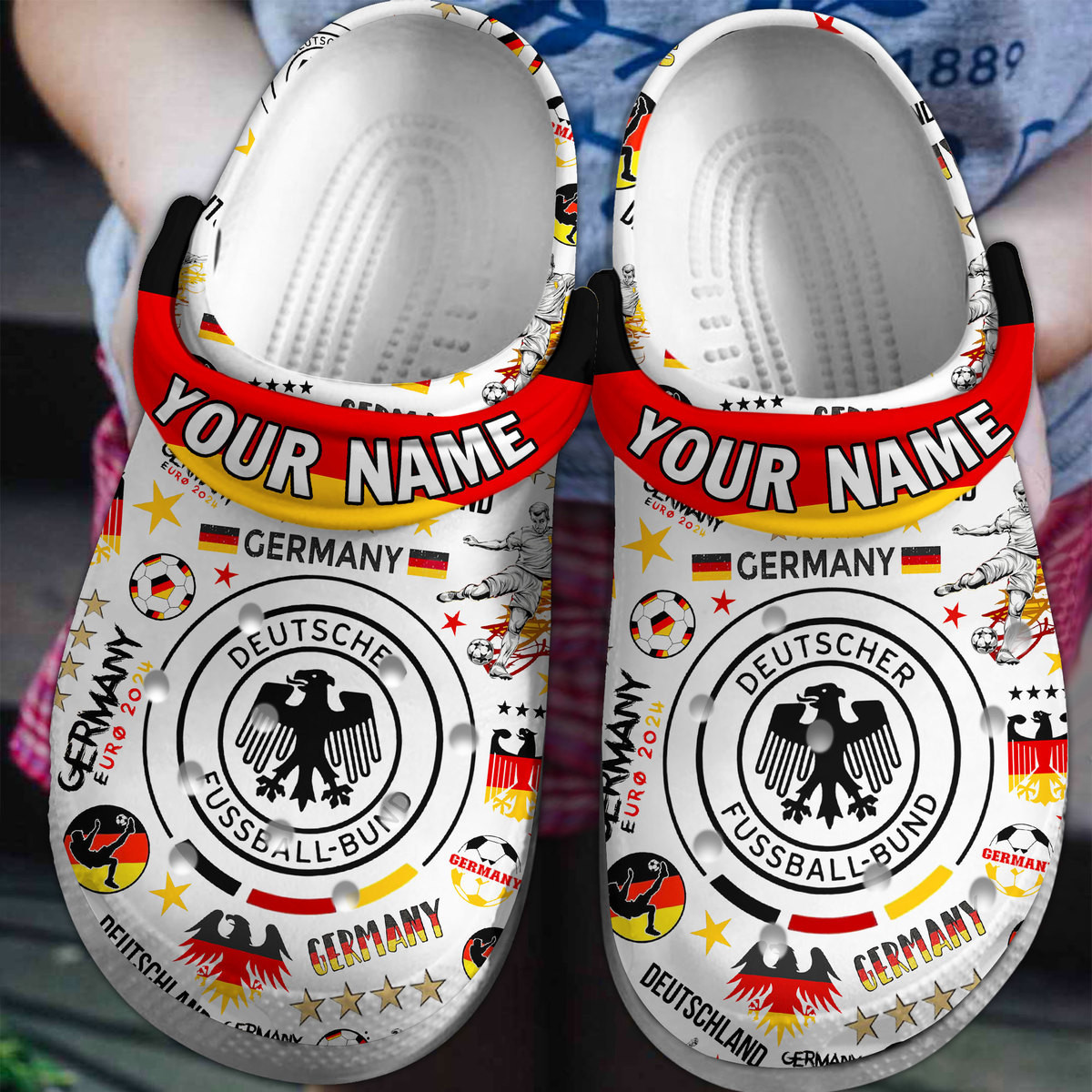 Germany Euro 2024 Crocs Crocband Clogs Shoes Comfortable For Men Women and Kids