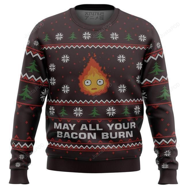 Ghibli May All Your Bacon Burn Ugly Christmas Sweater Adult 3D Funny Matching for family