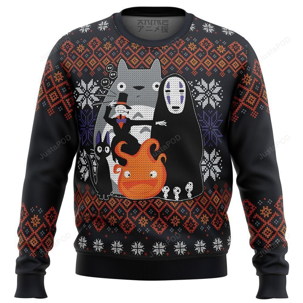 Ghibli Miyazaki Ugly Christmas Sweater Adult 3D Funny Matching for family