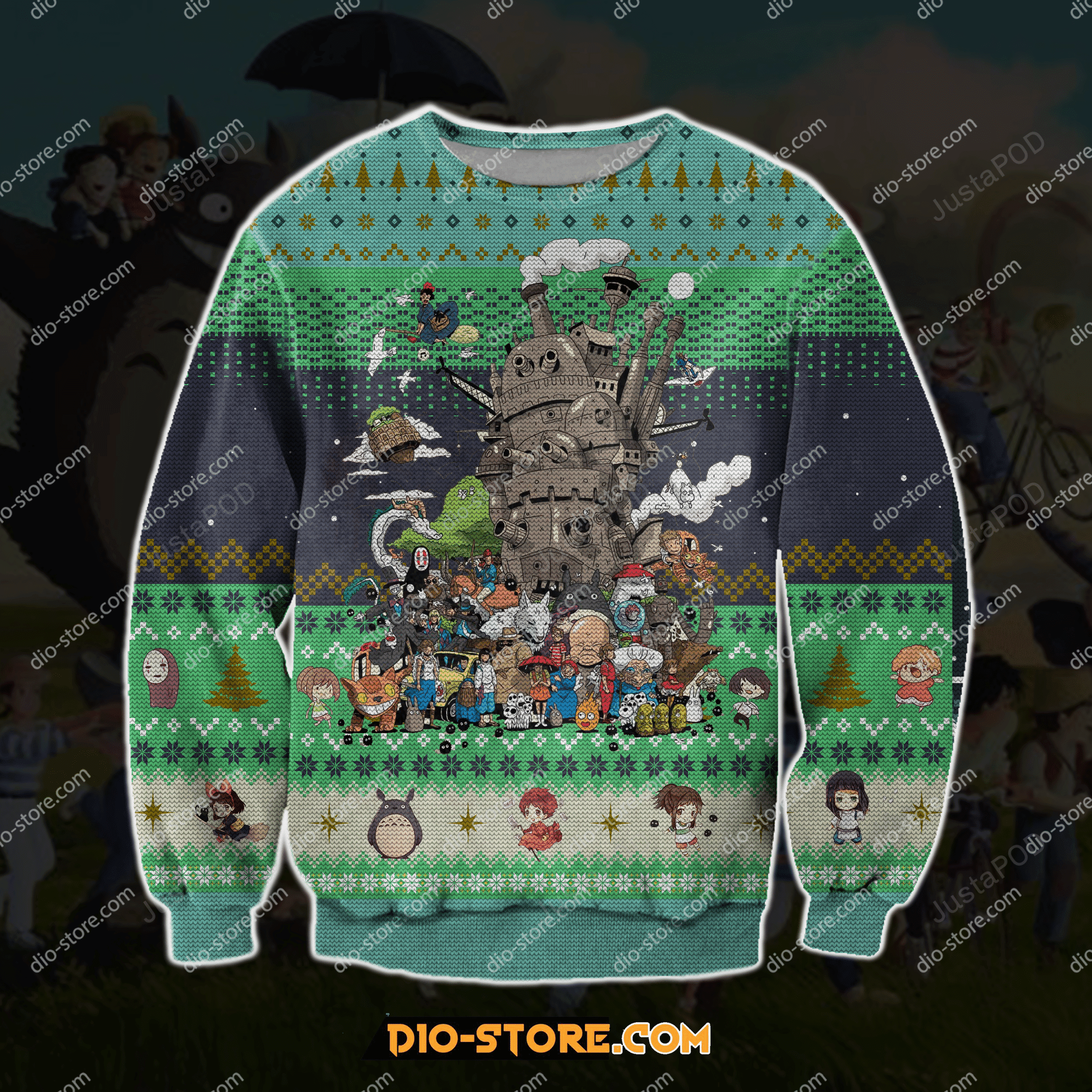 Ghibli Studio Characters Ugly Christmas Sweater Adult 3D Funny Matching for family