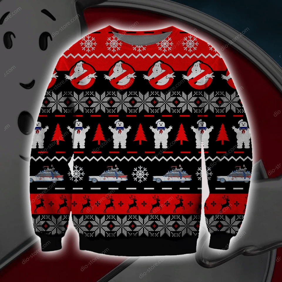Ghostbusters Knitting Pattern 3D Print Ugly Christmas Sweater Adult 3D Funny Matching for family