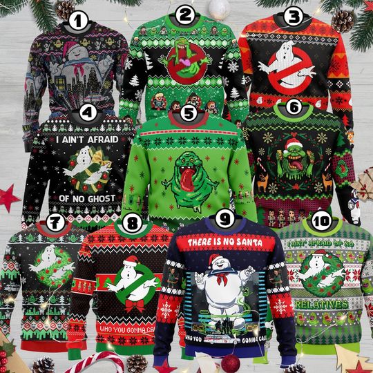 Ghostbusters Ugly Christmas Sweater, Slimer Stay Puft Marshmallow Ugly Xmas - Image 5