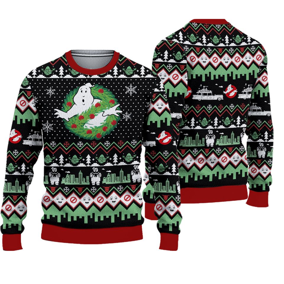 Ghostbusters Ugly Christmas Sweater, Stay Puft Marshmallow Man Ugly Sweater