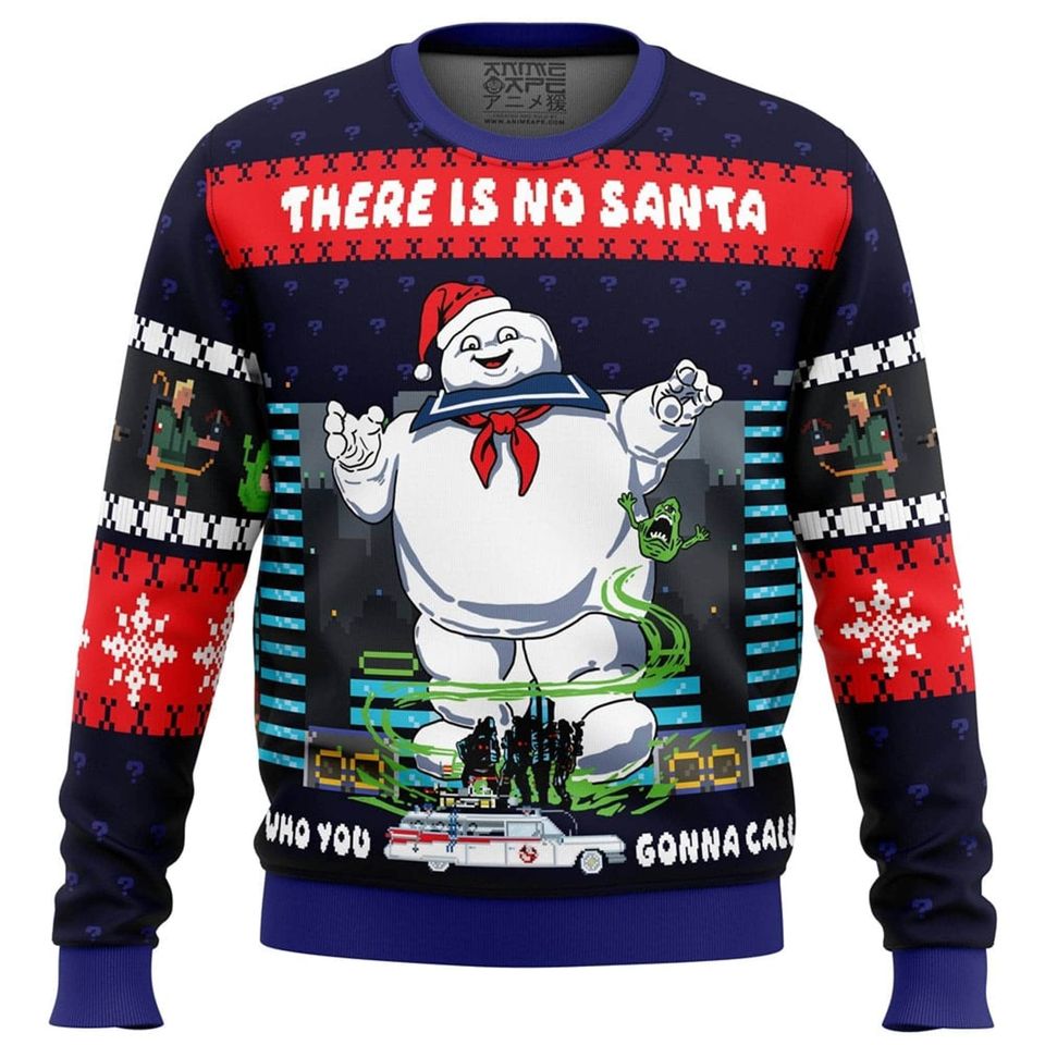 Ghostbusters Ugly Christmas Sweatshirt | Stay Puft Marshmallow Man Ugly Sweater - Image 2