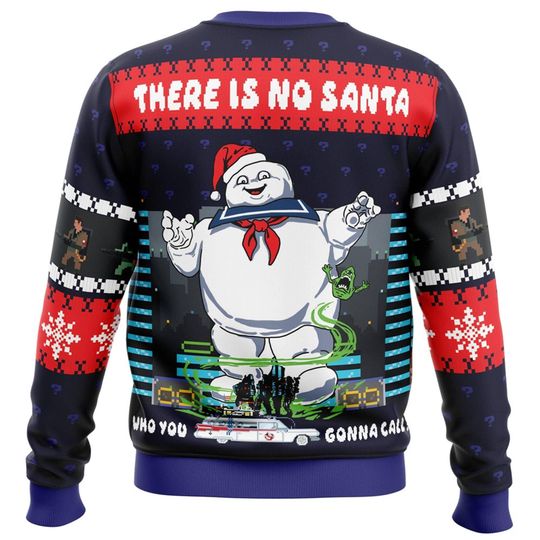 Ghostbusters Ugly Christmas Sweatshirt | Stay Puft Marshmallow Man Ugly Sweater - Image 8