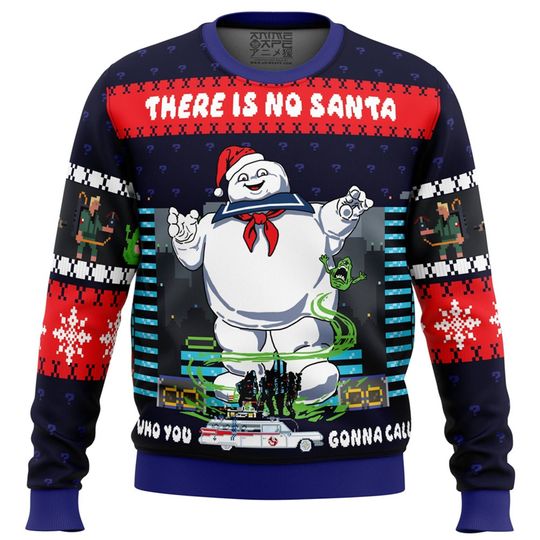 Ghostbusters Ugly Christmas Sweatshirt | Stay Puft Marshmallow Man Ugly Sweater - Image 6