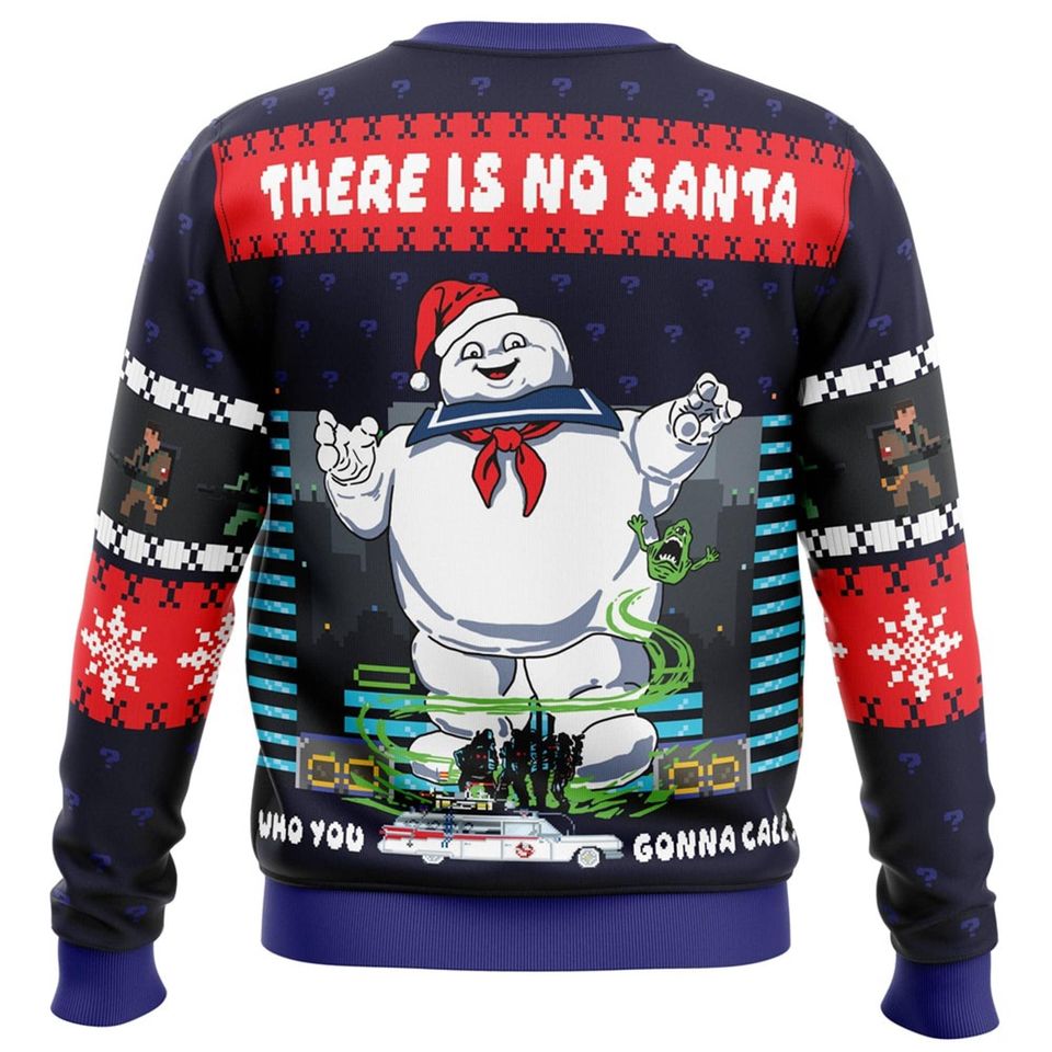 Ghostbusters Ugly Christmas Sweatshirt | Stay Puft Marshmallow Man Ugly Sweater - Image 3