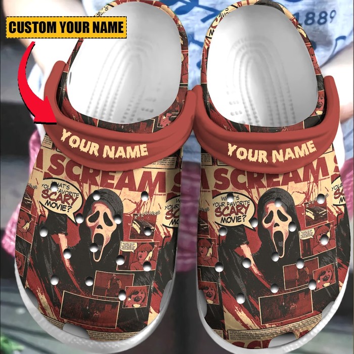 Ghostface Scream Movie Crocs Crocband Clogs Shoes Comfortable For Men Women and Kids