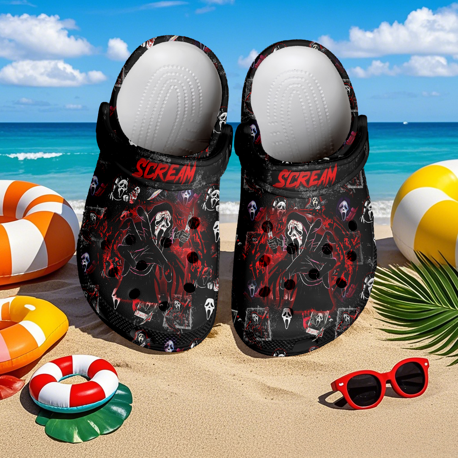 Ghostface x Halloween Crocs Crocband Clogs Shoes Comfortable For Men Women and Kids