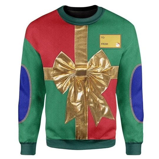 Gift Box Ugly Christmas Sweater Adult 3D Funny Matching for family