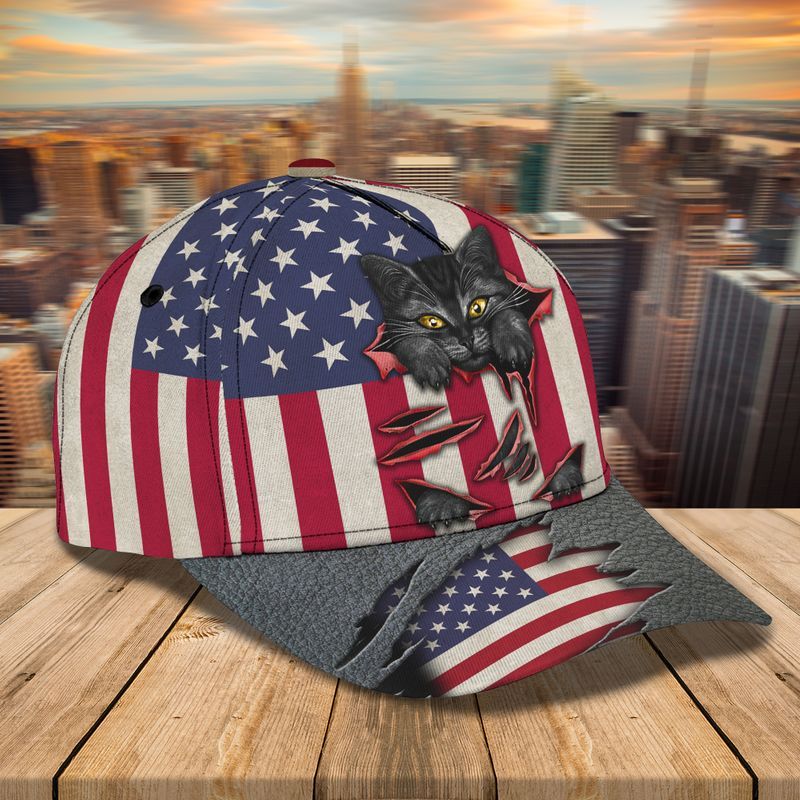 Gift For Cat Lovers Naughty Cat American Flag Trucker Hats Custom Hats Gifts For Men & Women