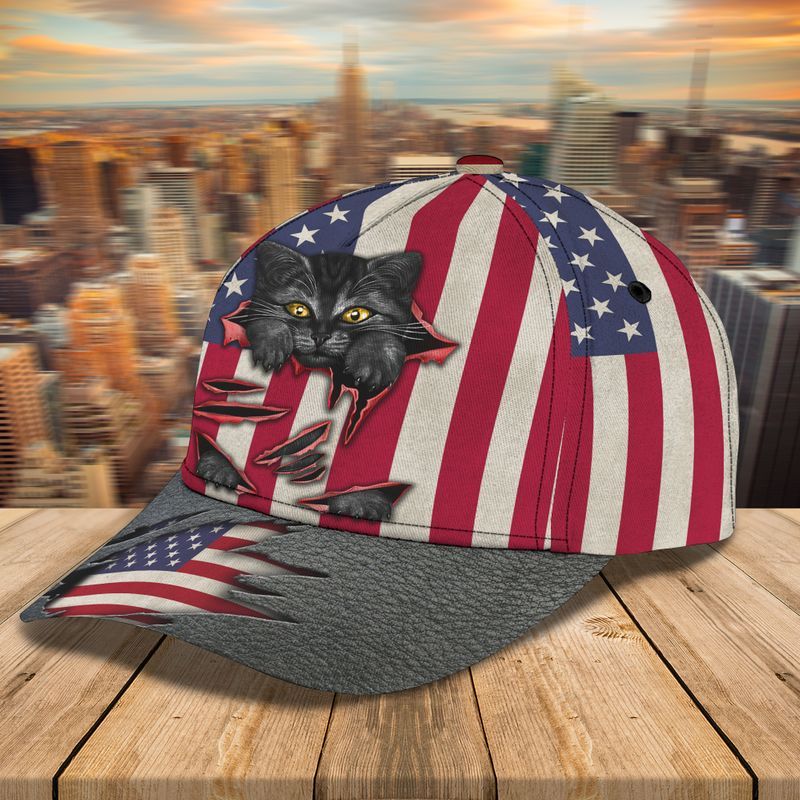Gift For Cat Lovers Naughty Cat American Flag Trucker Hats Custom Hats Gifts For Men & Women