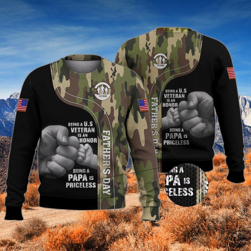 Gift for Daddy Veteran Ugly Christmas Sweater Adult 3D Funny Matching for family
