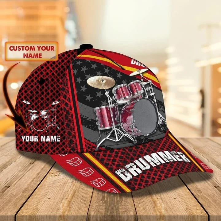 Gift For Drummer, Personalized Drummer Hat 3D Cap All Over Prints for Drummer, Drummer Gifts For Him Trucker Hats Custom Hats Gifts For Men & Women