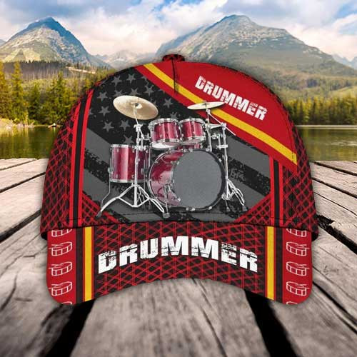 Gift For Drummer, Personalized Drummer Hat 3D Cap All Over Prints for Drummer, Drummer Gifts For Him Trucker Hats Custom Hats Gifts For Men & Women