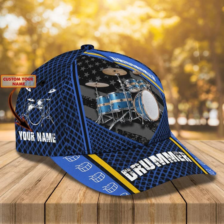 Gift For Drummer, Personalized Drummer Hat 3D Cap All Over Prints for Drummer, Drummer Gifts For Him Trucker Hats Custom Hats Gifts For Men & Women