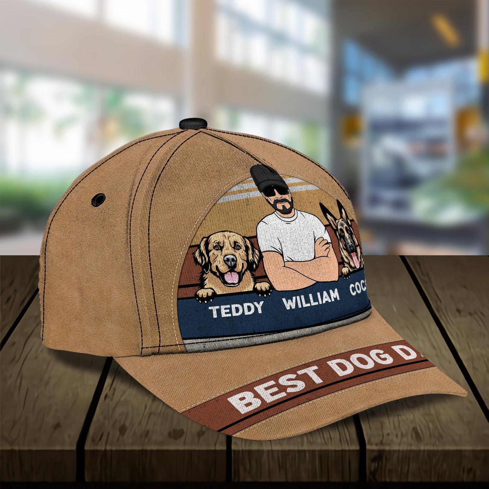 Gift for Father Best Dog Dad Personalized Classic Cap, Personalized Gift for Dog Lovers, Dog Dad, Dog Mom Trucker Hats Custom Hats Gifts For Men & Women