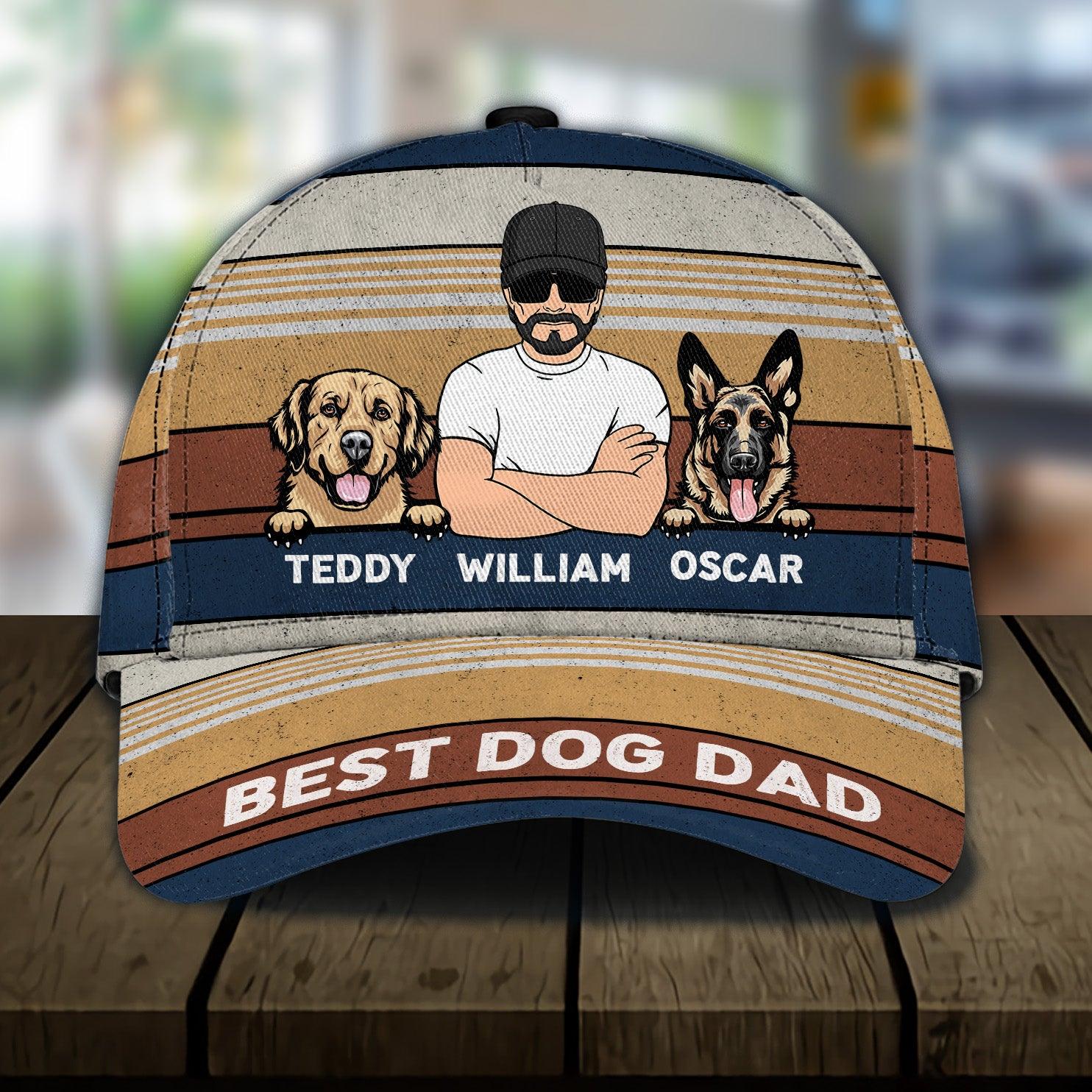 Gift For Father Best Dog Dad Personalized Classic Cap, Personalized Gift for Dog Lovers, Dog Dad, Dog Mom Trucker Hats Custom Hats Gifts For Men & Women