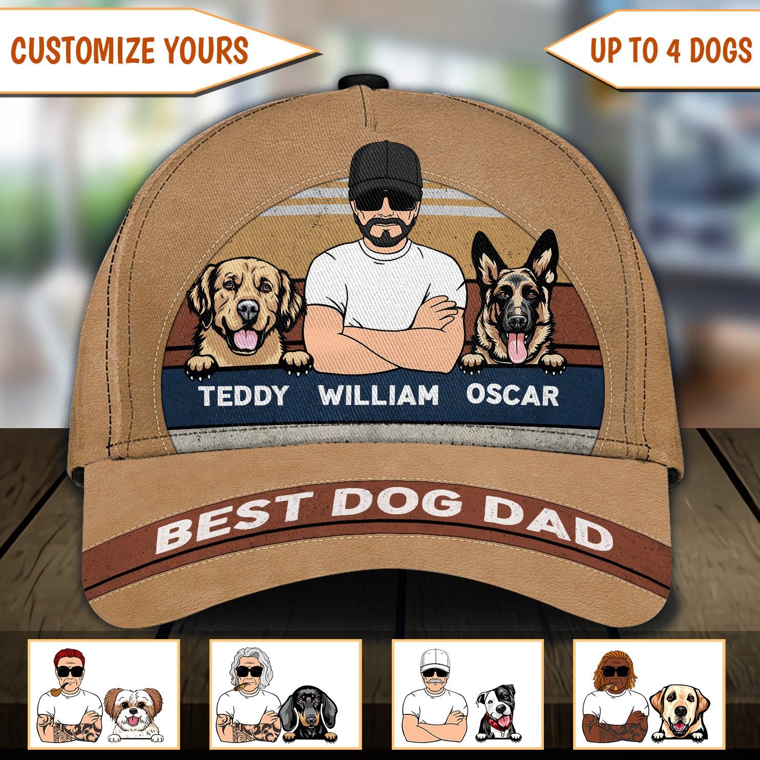 Gift for Father Best Dog Dad Personalized Classic Cap, Personalized Gift for Dog Lovers, Dog Dad, Dog Mom Trucker Hats Custom Hats Gifts For Men & Women