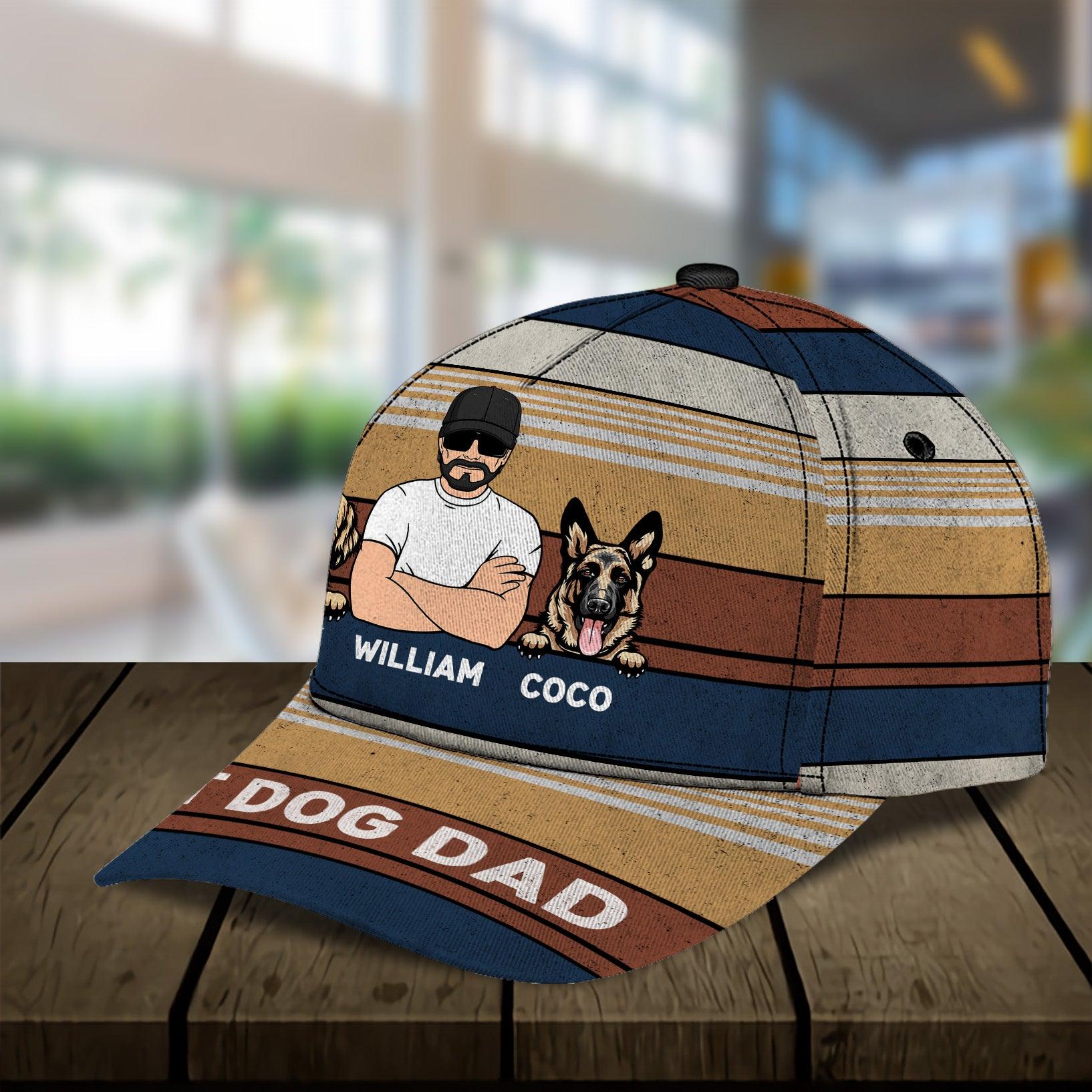 Gift For Father Best Dog Dad Personalized Classic Cap, Personalized Gift for Dog Lovers, Dog Dad, Dog Mom Trucker Hats Custom Hats Gifts For Men & Women