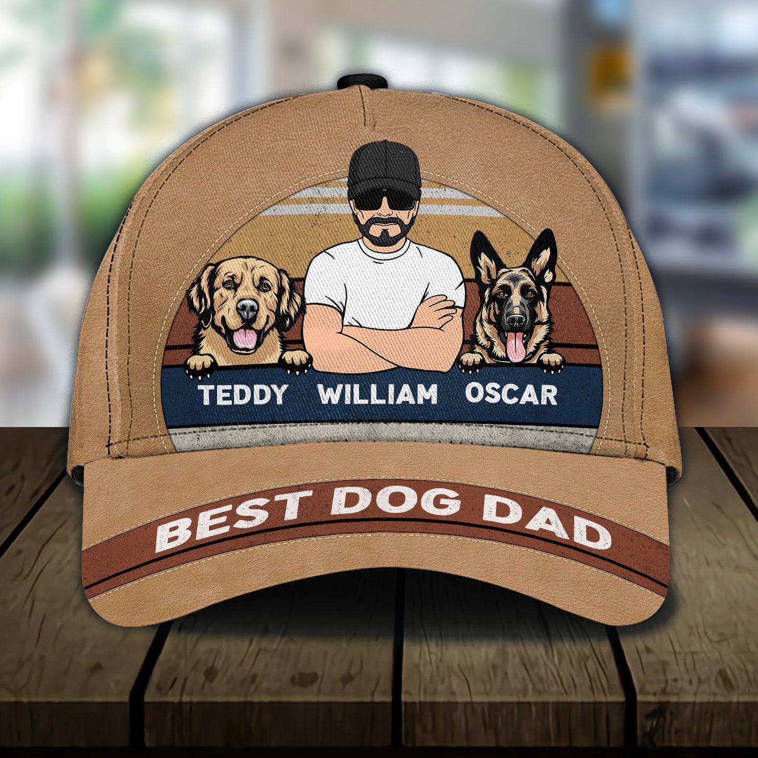 Gift for Father Best Dog Dad Personalized Classic Cap, Personalized Gift for Dog Lovers, Dog Dad, Dog Mom Trucker Hats Custom Hats Gifts For Men & Women