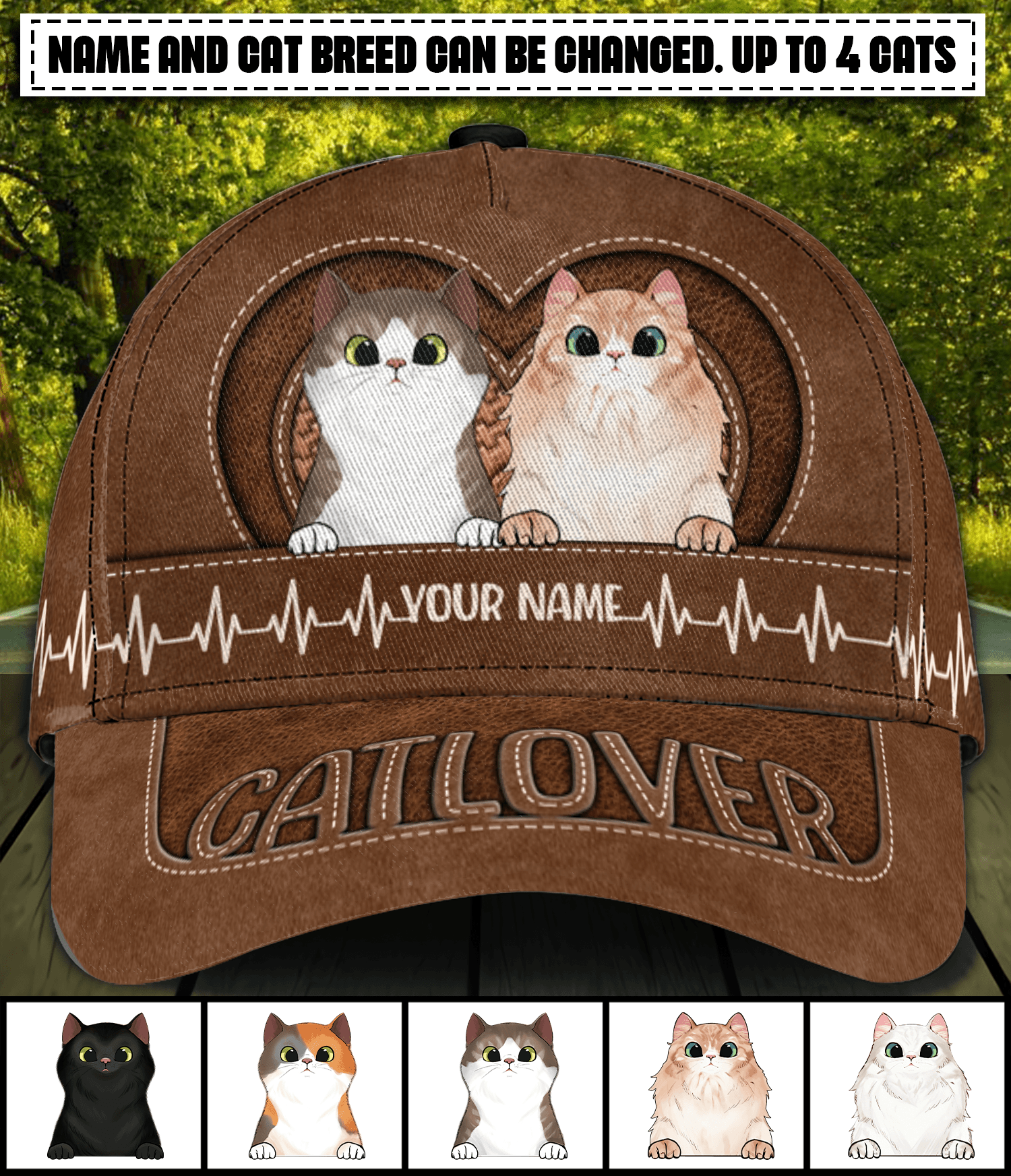 Gift For Father Cat Personalized Classic Cap, Personalized Gift for Cat Lovers, Cat Mom, Cat Dad Trucker Hats Custom Hats Gifts For Men & Women