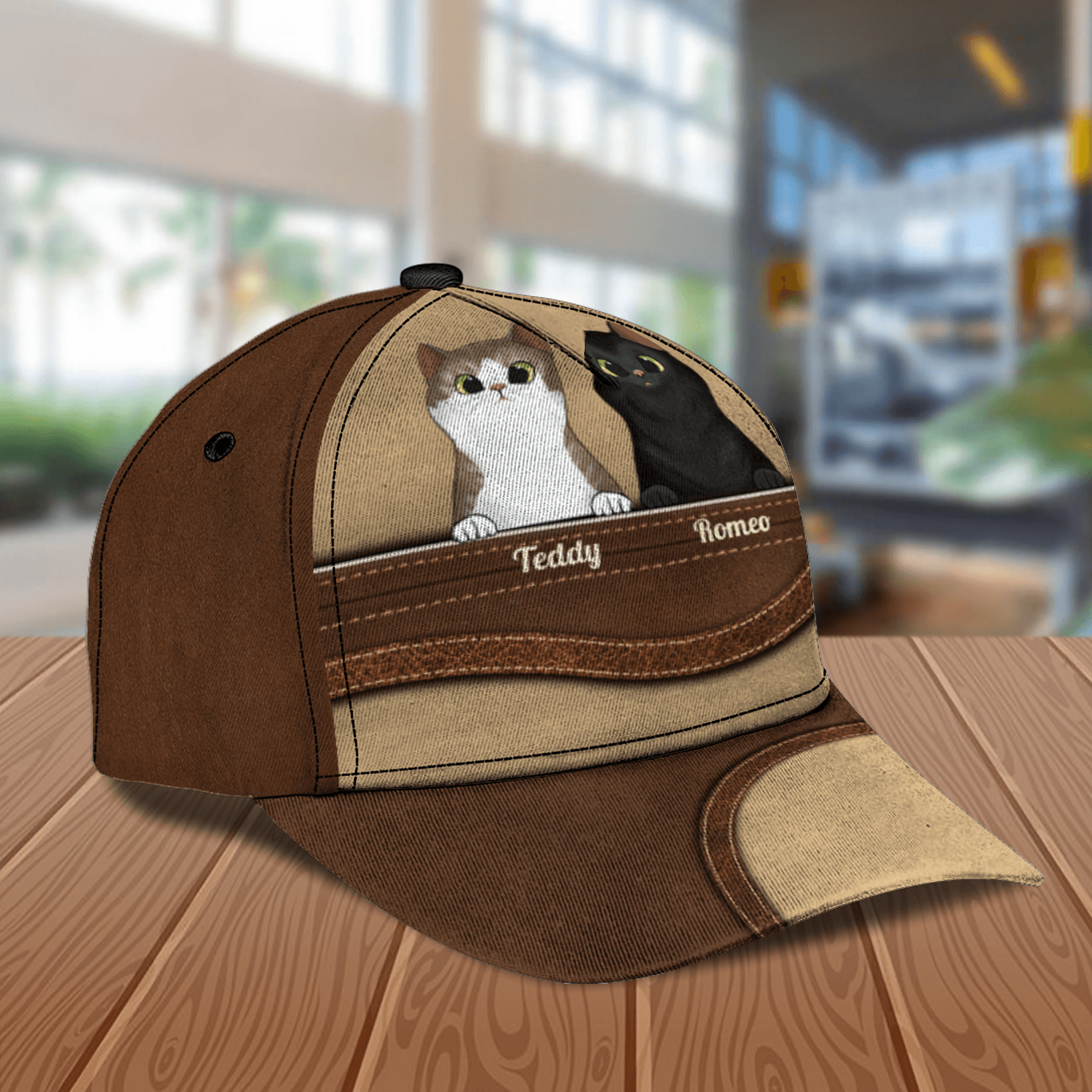 Gift For Father Cat Personalized Classic Cap, Personalized Gift for Cat Lovers, Cat Mom, Cat Dad Trucker Hats Custom Hats Gifts For Men & Women