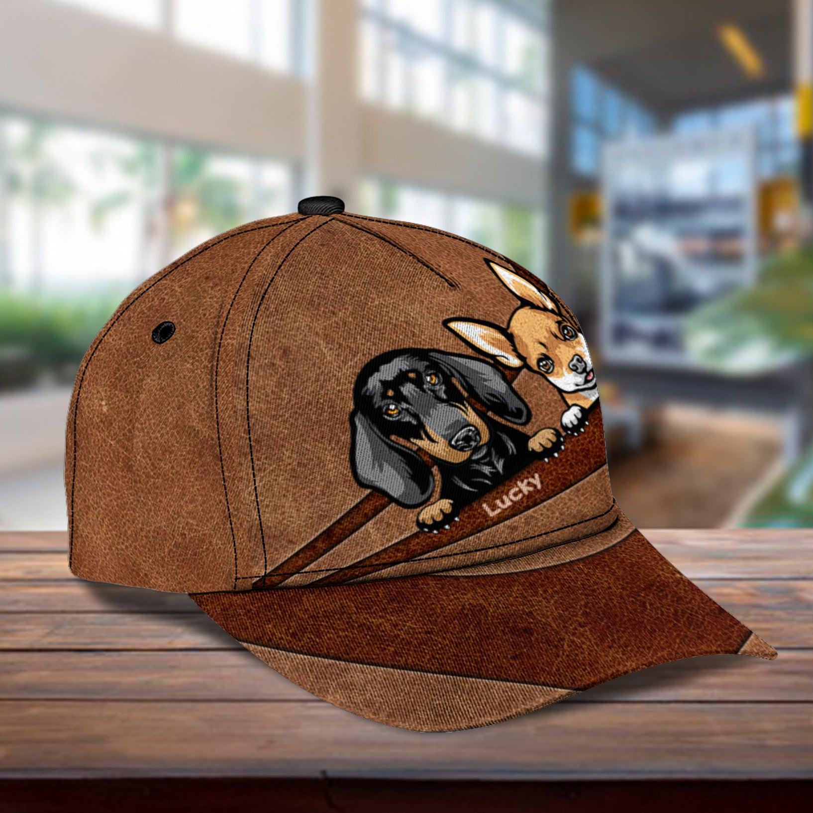 Gift For Father Dog Curving Pattern Personalized Classic Cap, Personalized Gift for Dog Lovers, Dog Dad, Dog Mom Trucker Hats Custom Hats Gifts For Men & Women